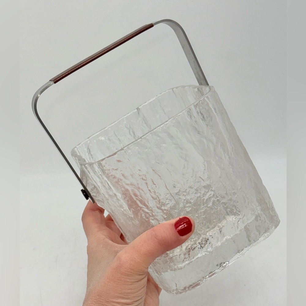 Vintage Hoya Crystal Ice Bucket | Textured Glass, MCM Japan